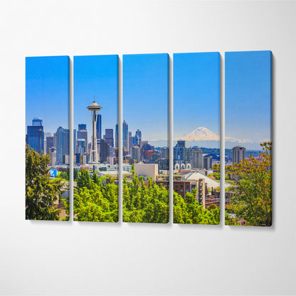 Seattle Downtown Skyline Washington Canvas Print ArtLexy 5 Panels 36"x24" inches 