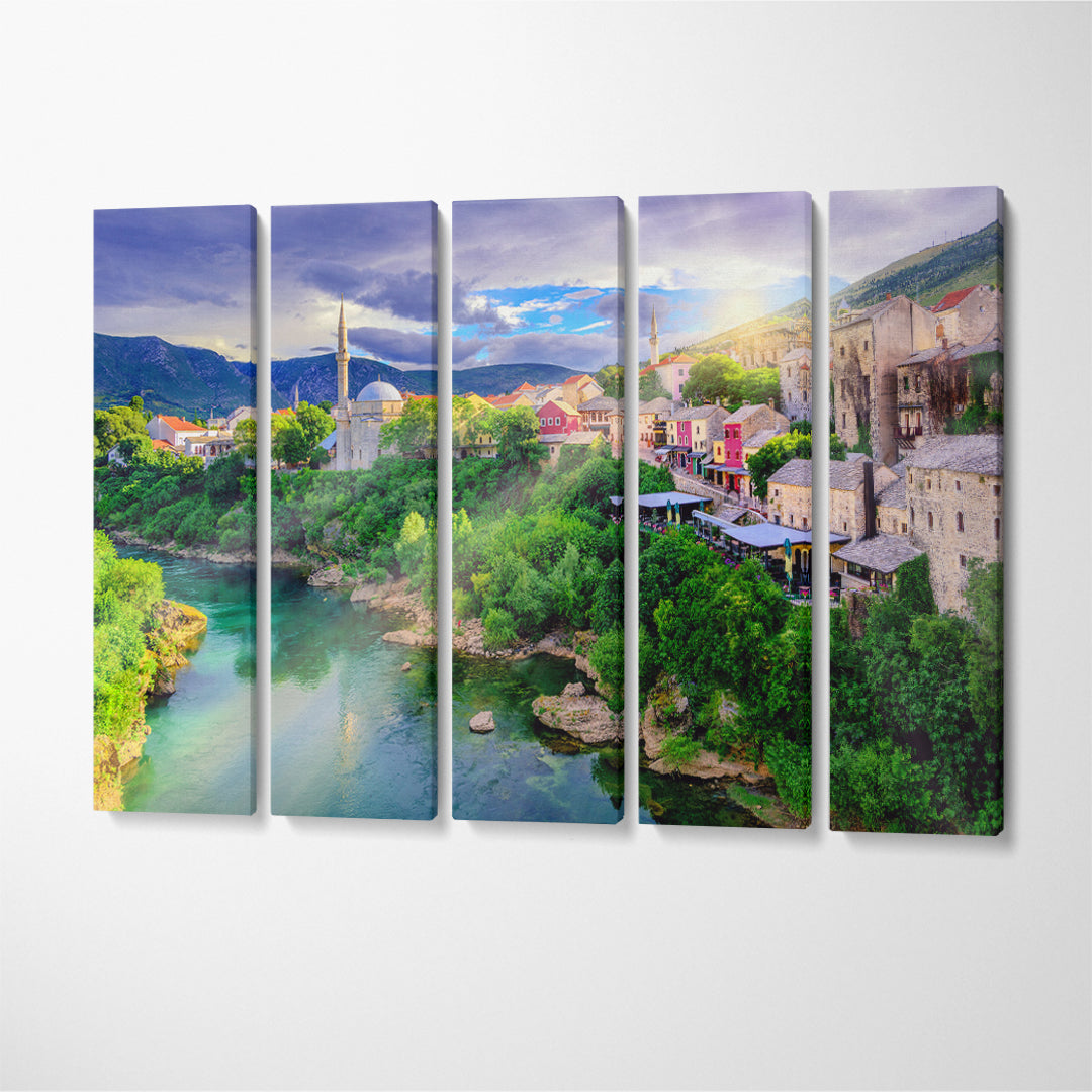 Mostar Bosnia and Herzegovina Canvas Print ArtLexy 5 Panels 36"x24" inches 