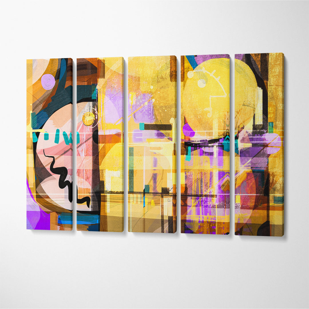 Abstract Multicolor Mix Brush Stroke and Splash Geometric Art Canvas Print ArtLexy 5 Panels 36"x24" inches 
