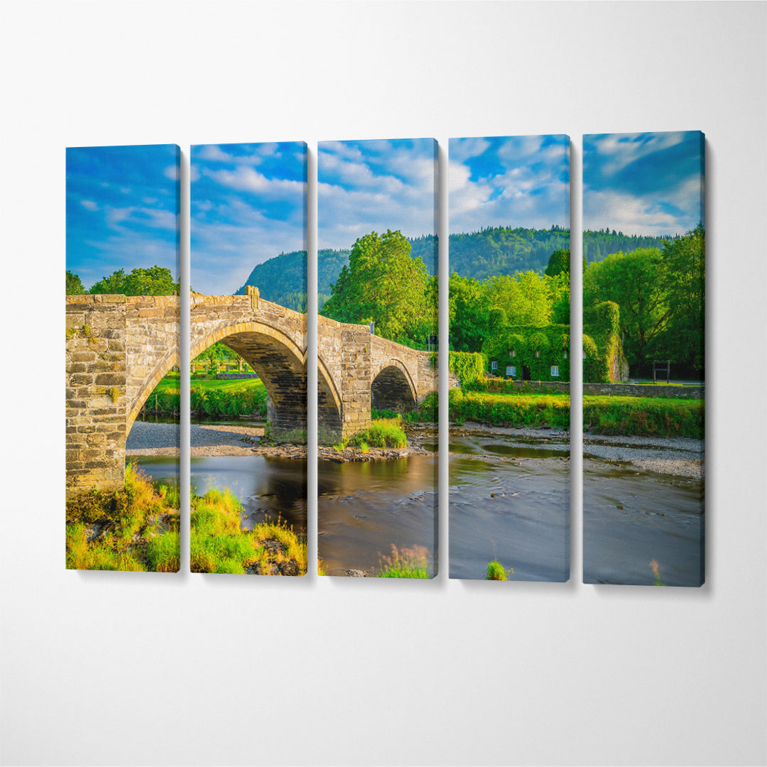 Stone Bridge in Llanrwst North Wales Canvas Print ArtLexy 5 Panels 36"x24" inches 