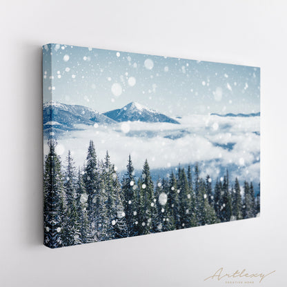 Snowy Coniferous Forest in Carpathian Mountains Ukraine Canvas Print ArtLexy   