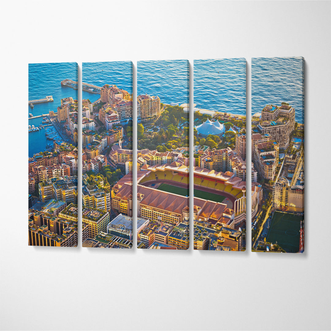 Fontvieille Waterfront Principality of Monaco Canvas Print ArtLexy 5 Panels 36"x24" inches 