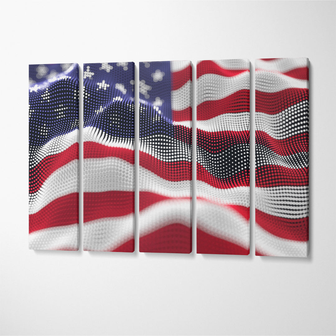 Abstract United States of America Flag Canvas Print ArtLexy 5 Panels 36"x24" inches 