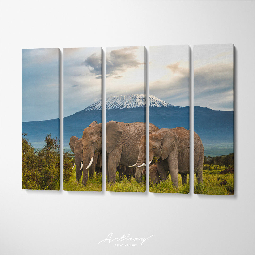 Elephants in Amboseli National Park Canvas Print ArtLexy   
