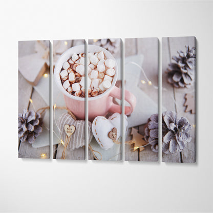 Cup of Chocolate with Marshmallows Canvas Print ArtLexy 5 Panels 36"x24" inches 