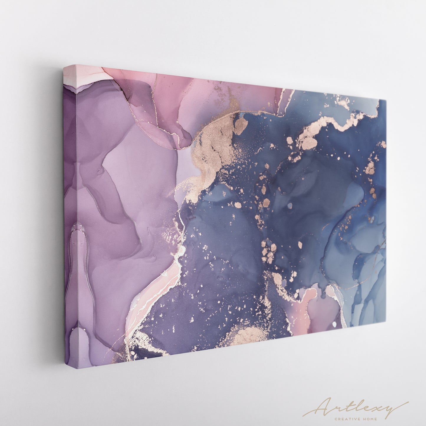 Abstract Mixed Blue & Pink Ink Pattern Canvas Print ArtLexy   
