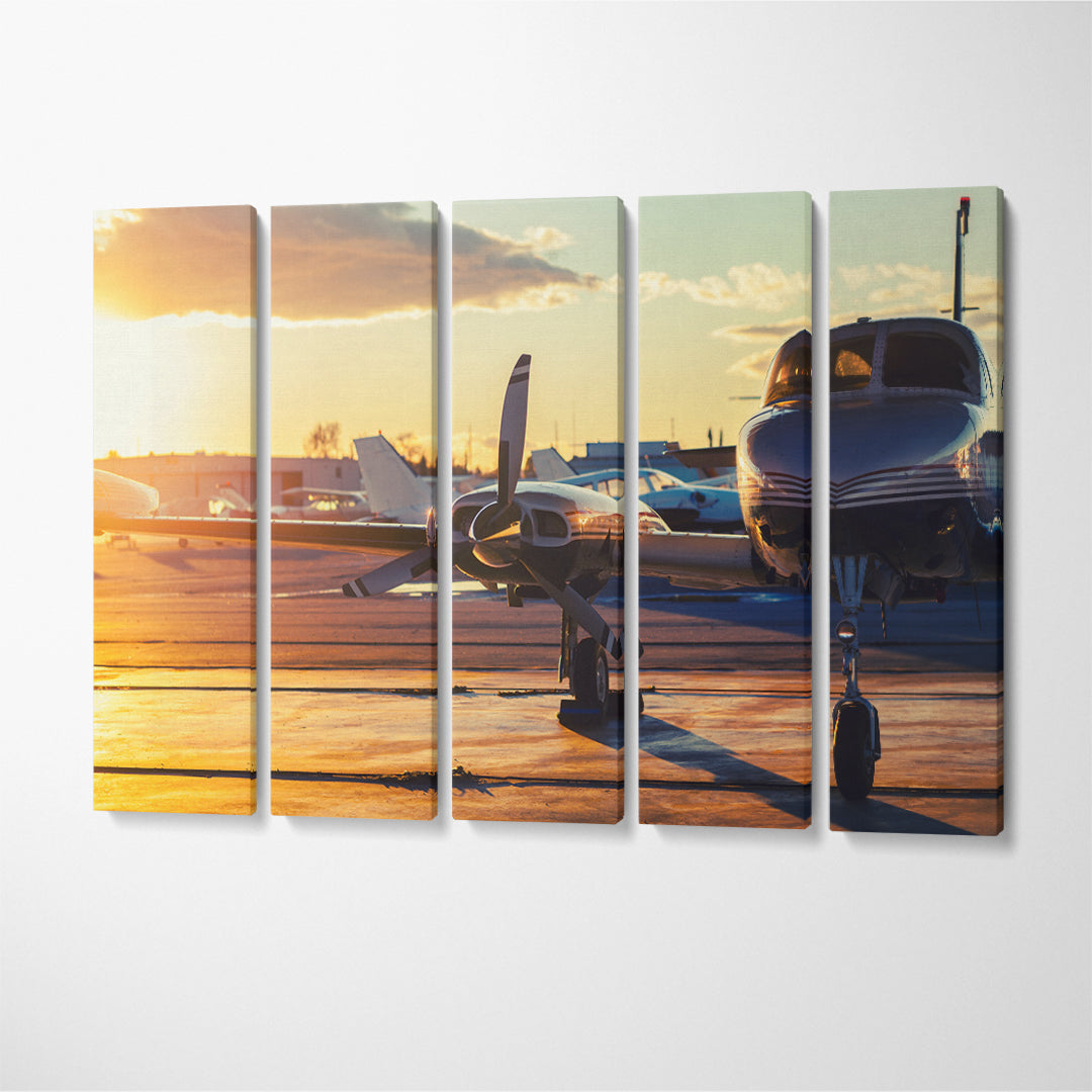 Private Jet Canvas Print ArtLexy 5 Panels 36"x24" inches 