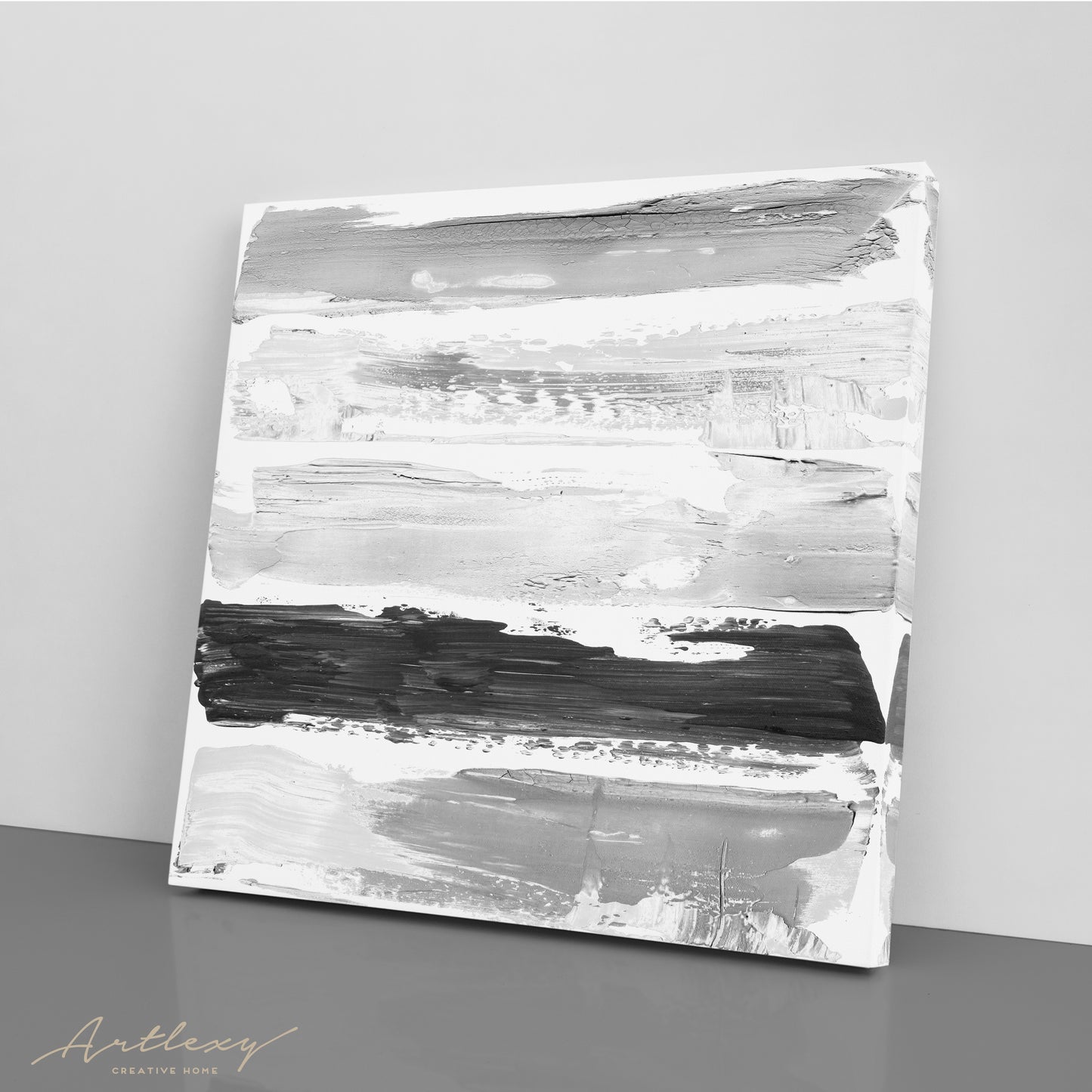 Abstract Minimalistic Gray Brush Strokes Canvas Print ArtLexy   