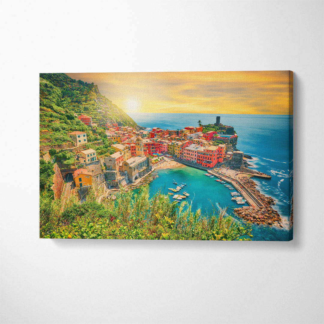 Vernazza Cities Cinque Terre Italy Canvas Print ArtLexy 1 Panel 24"x16" inches 