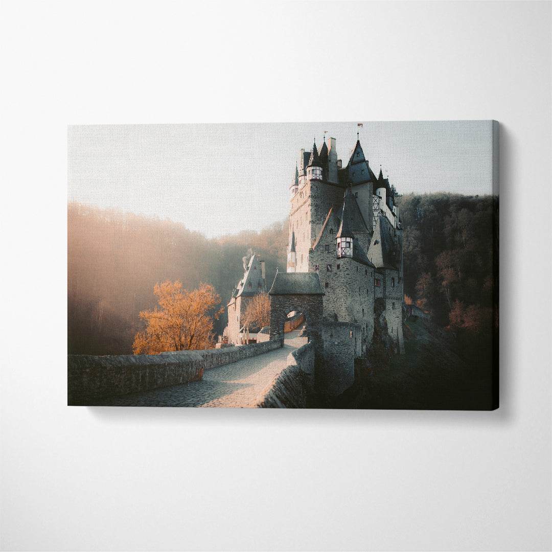 Beautiful Eltz Castle at Sunrise Germany Canvas Print ArtLexy 1 Panel 24"x16" inches 