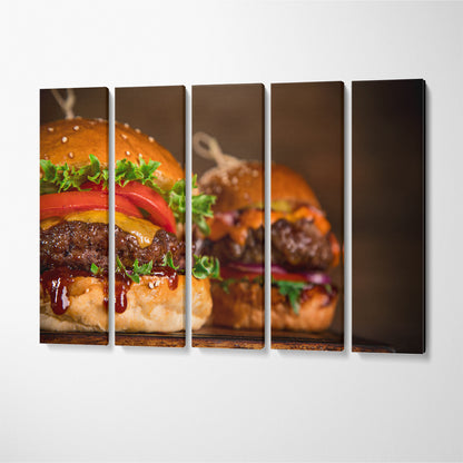 Tasty Burgers Canvas Print ArtLexy 5 Panels 36"x24" inches 