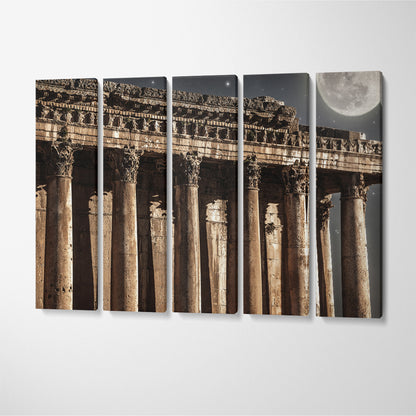 Baalbek Castle Lebanon Historical Monument Canvas Print ArtLexy 5 Panels 36"x24" inches 