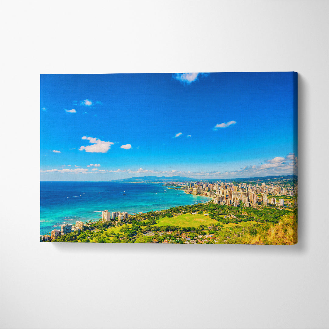 Honolulu Hawaii Landscape Canvas Print ArtLexy 1 Panel 24"x16" inches 