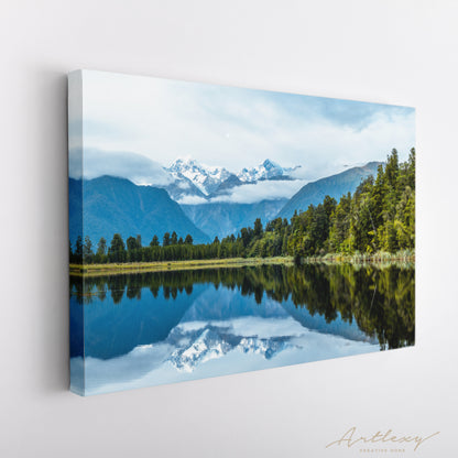 Mountain Landscape Reflection on Lake Matheson New Zealand Canvas Print ArtLexy   
