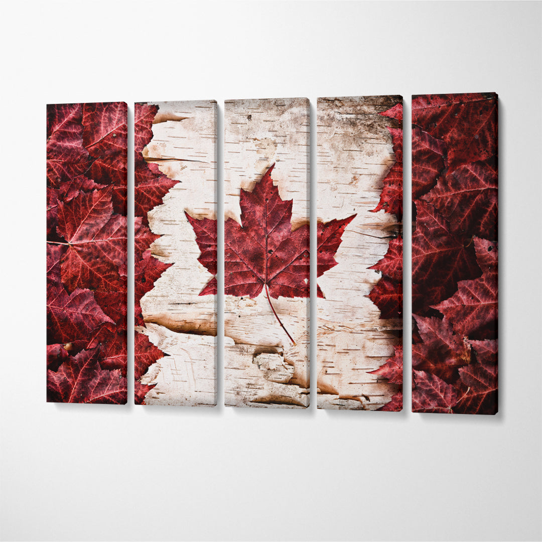 Flag of Canada from Maple Leaves Canvas Print ArtLexy 5 Panels 36"x24" inches 