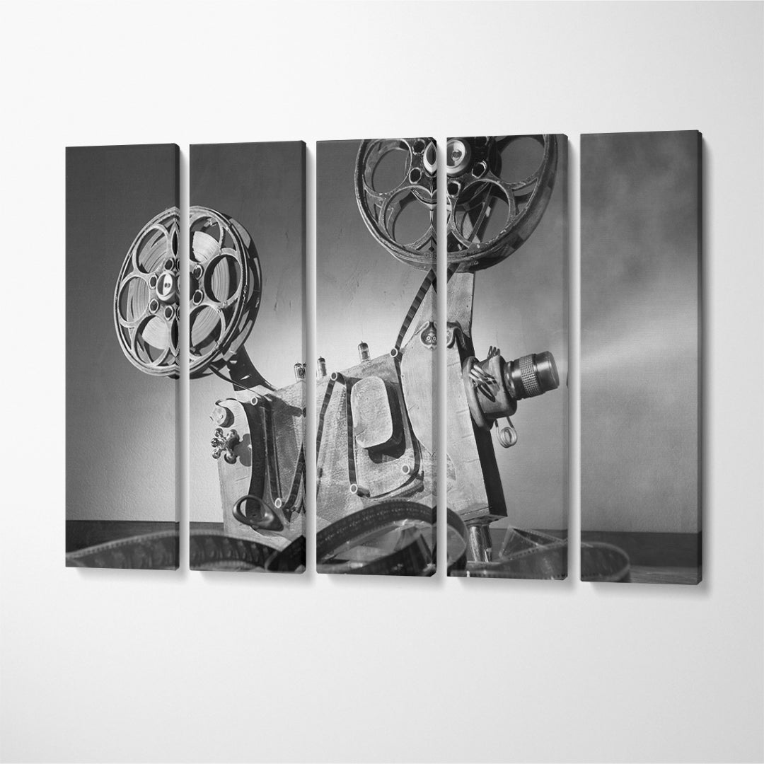 Retro Movie Projector Canvas Print ArtLexy 5 Panels 36"x24" inches 