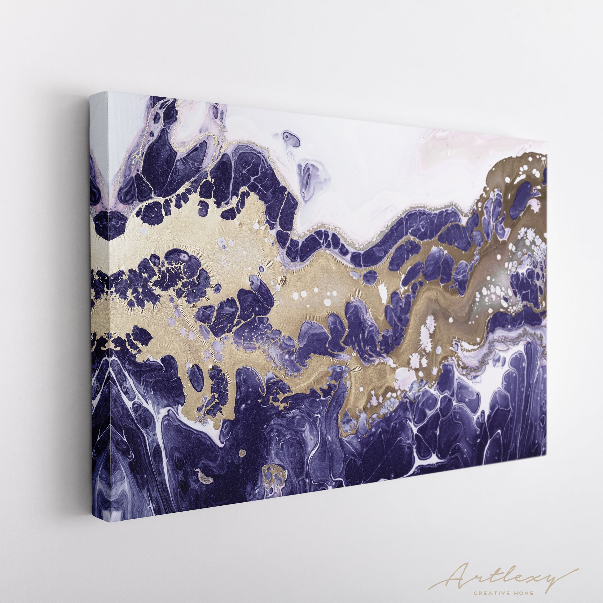 Purple and Bronze Fluid Marble Painting Canvas Print ArtLexy   