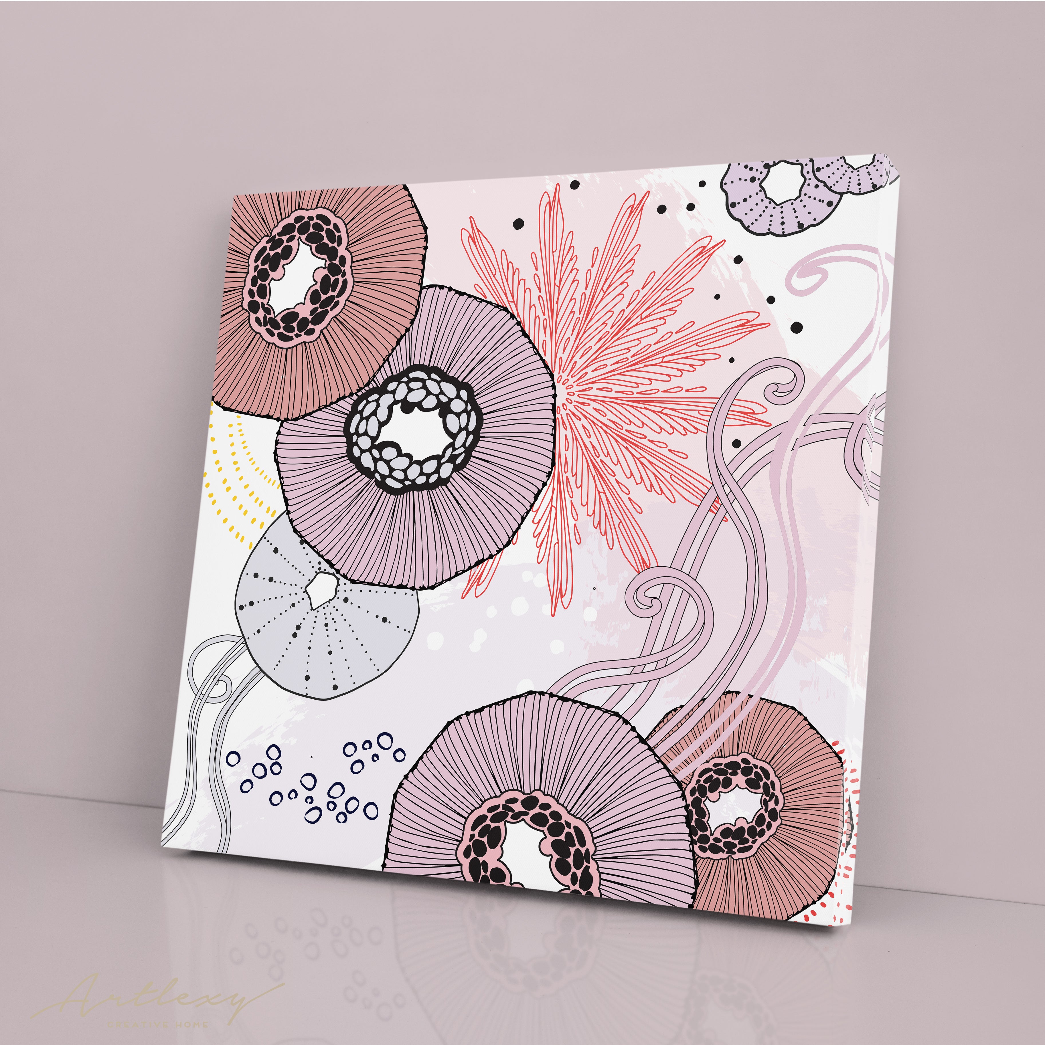 Abstract Geometric Flowers Canvas Print ArtLexy   
