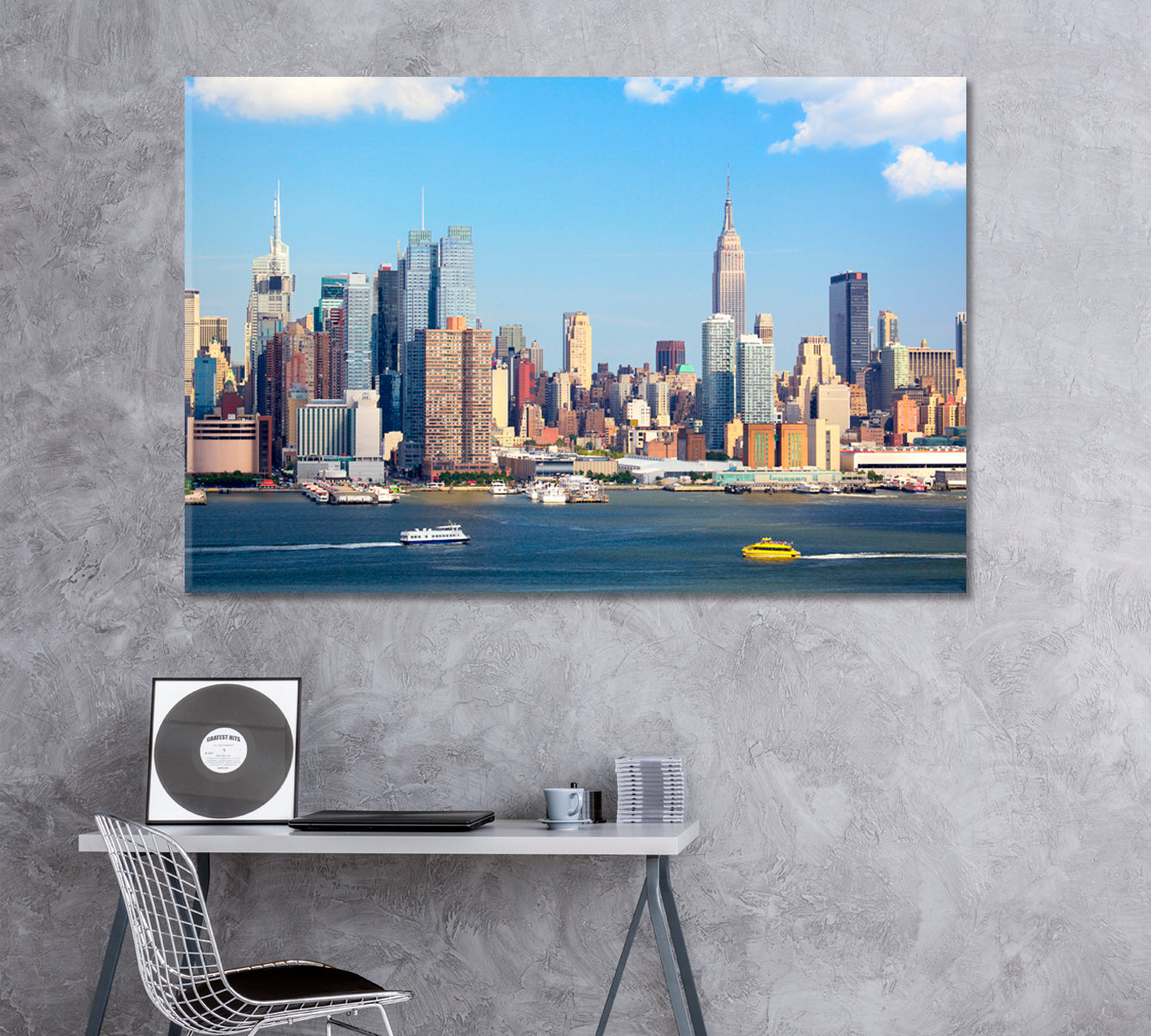 Manhattan Skyline with Hudson River New York City Canvas Print ArtLexy   