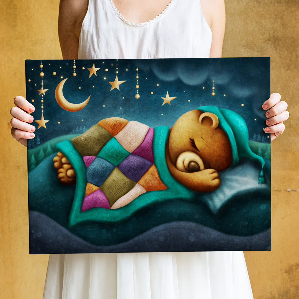 Cute Sleeping Teddy Bear Canvas Print ArtLexy   