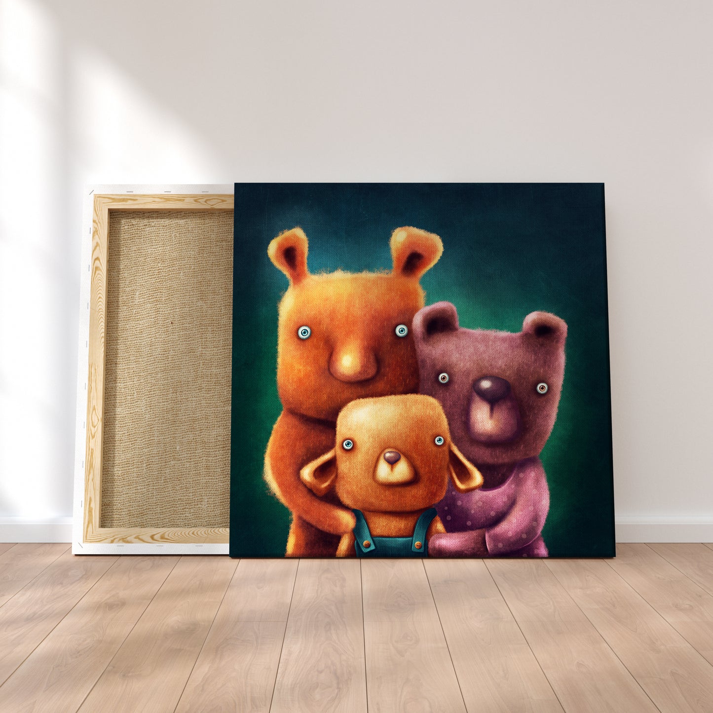 Bear Family Canvas Print ArtLexy 1 Panel 12"x12" inches 