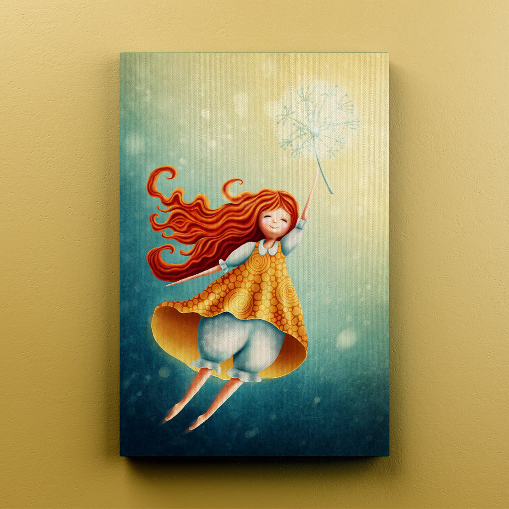 Little Girl with Dandelion Canvas Print ArtLexy   