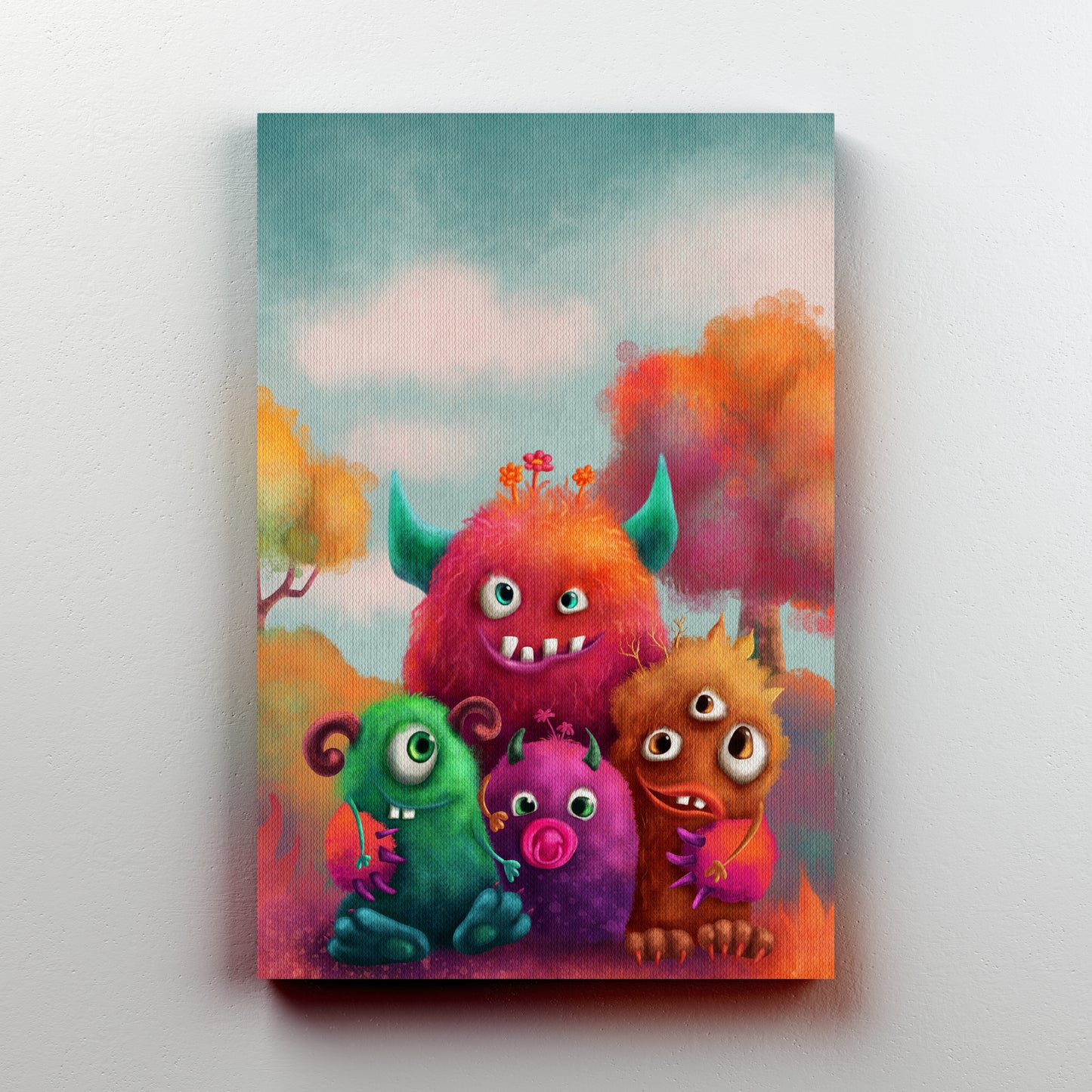 Cute Monster Family Canvas Print ArtLexy   