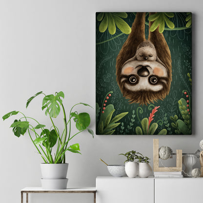 Cute Sloths Family Canvas Print ArtLexy   