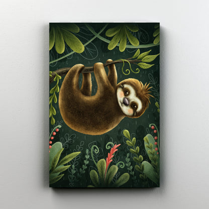 Little Sloth on a Tree Canvas Print ArtLexy   