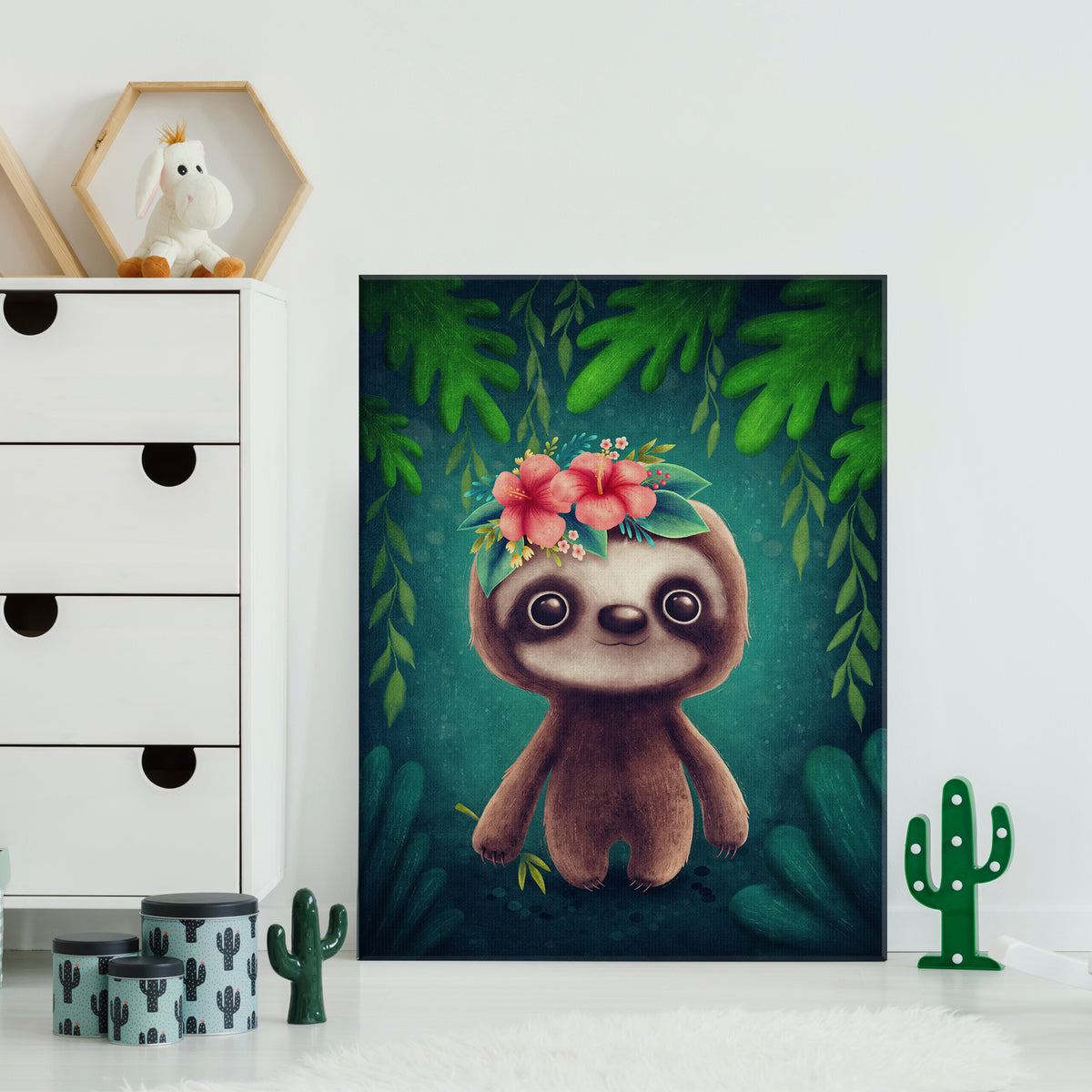 Cute Little Sloth Canvas Print ArtLexy 1 Panel 16"x24" inches 