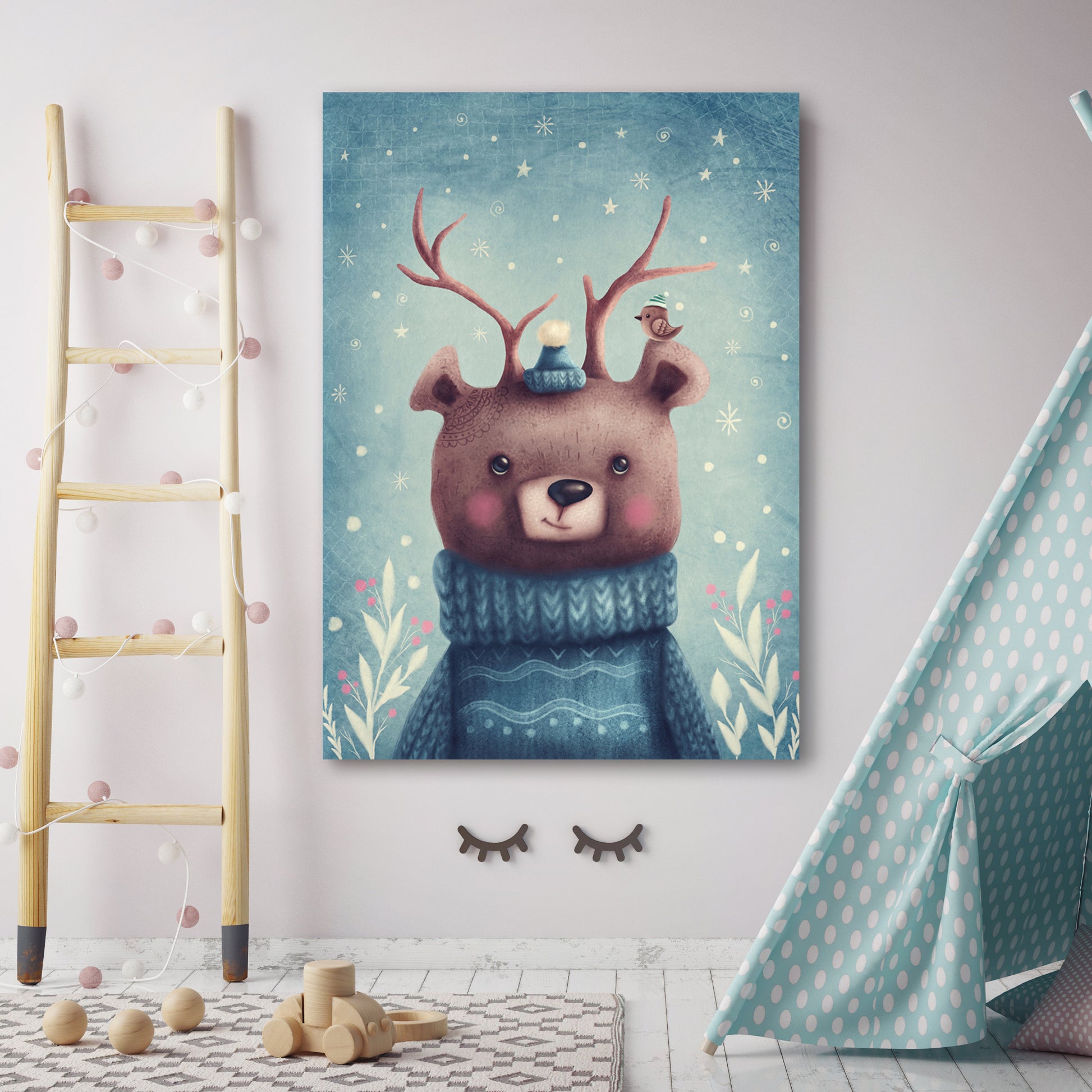 Cute Bear in Sweater Canvas Print ArtLexy   