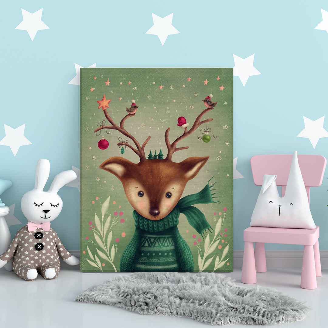Cute Deer in Sweater Canvas Print ArtLexy   