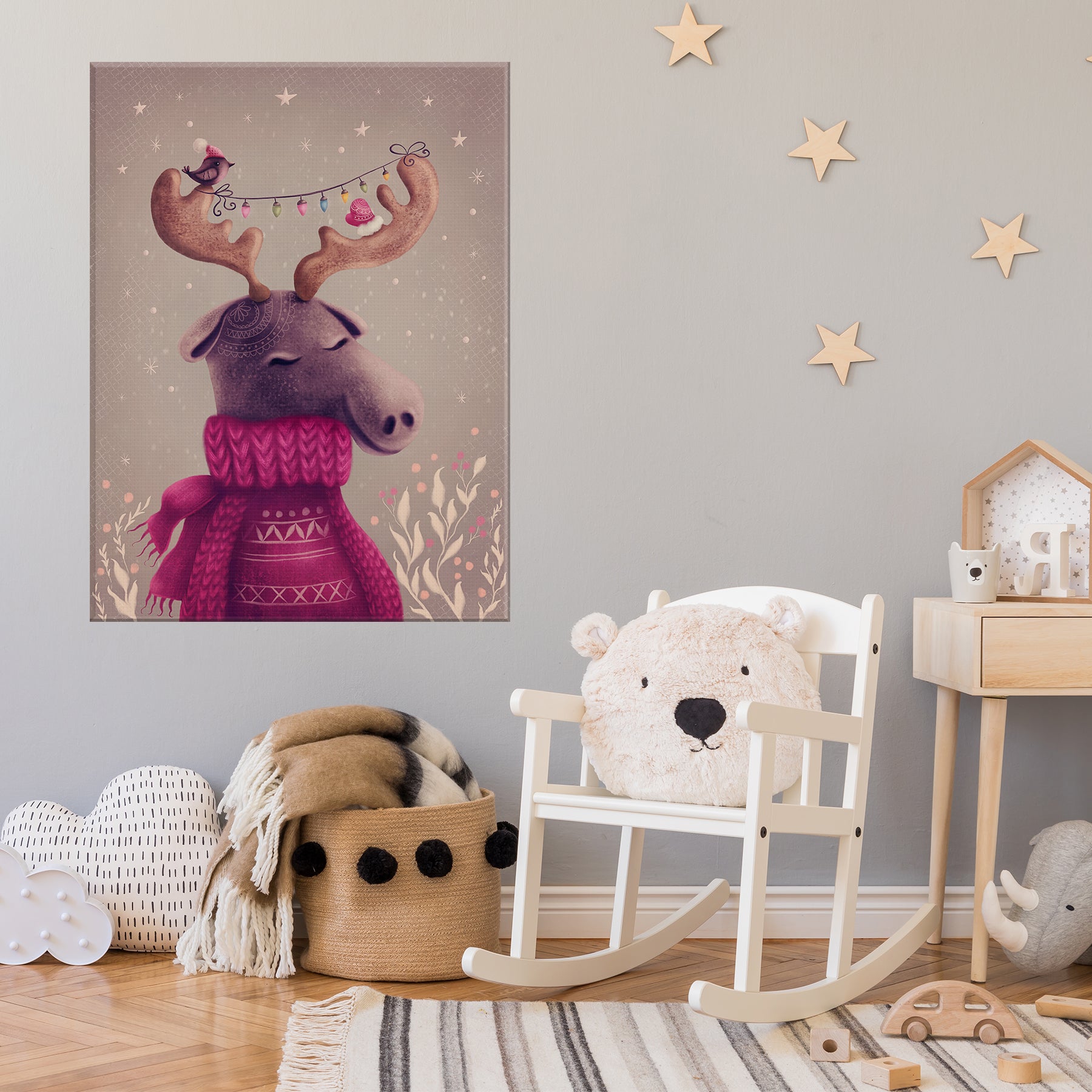 Cute Elk in Sweater Canvas Print ArtLexy 1 Panel 16"x24" inches 